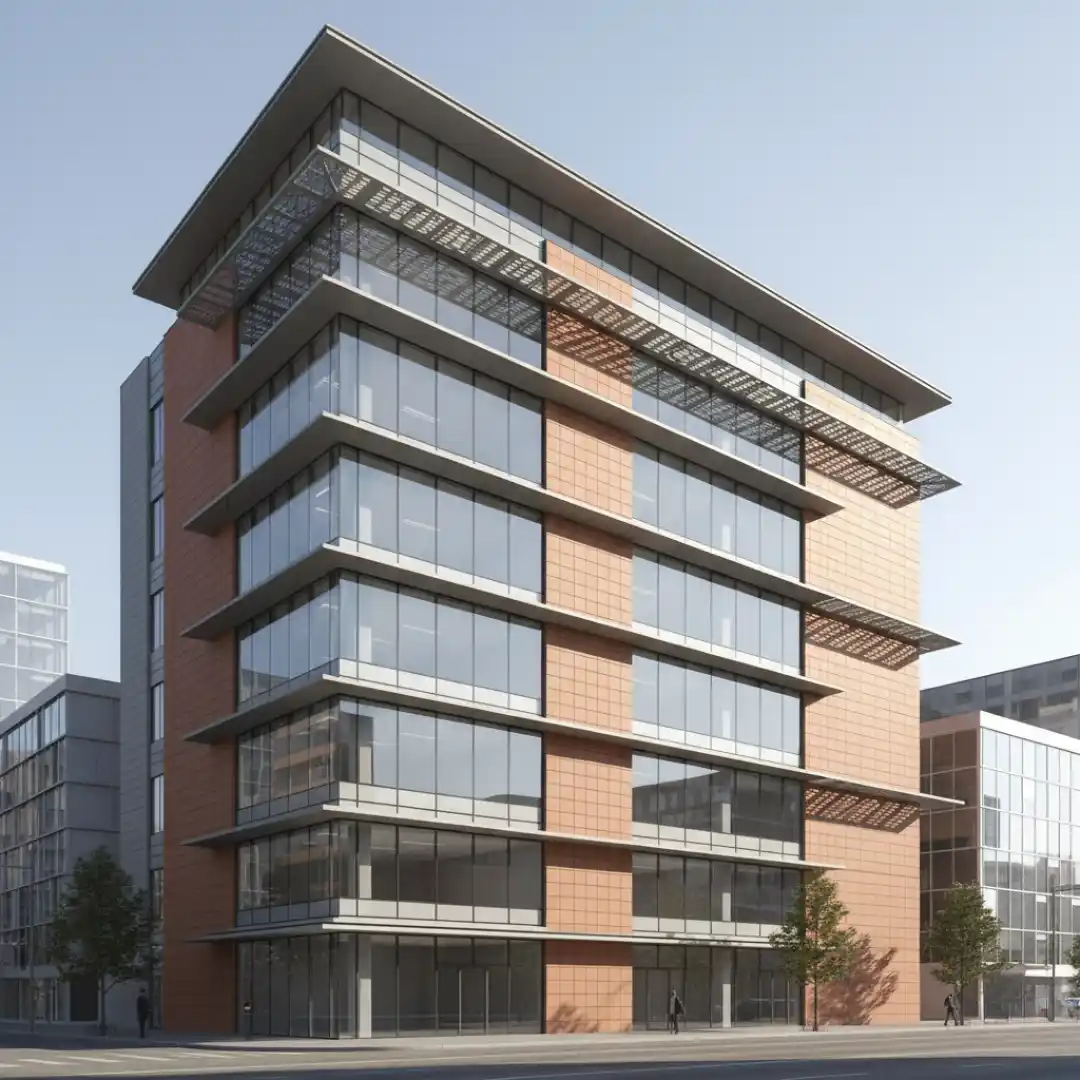 Edificio contemporáneo con ventanería de control solar neutra Vidplex International powered by MSA Group